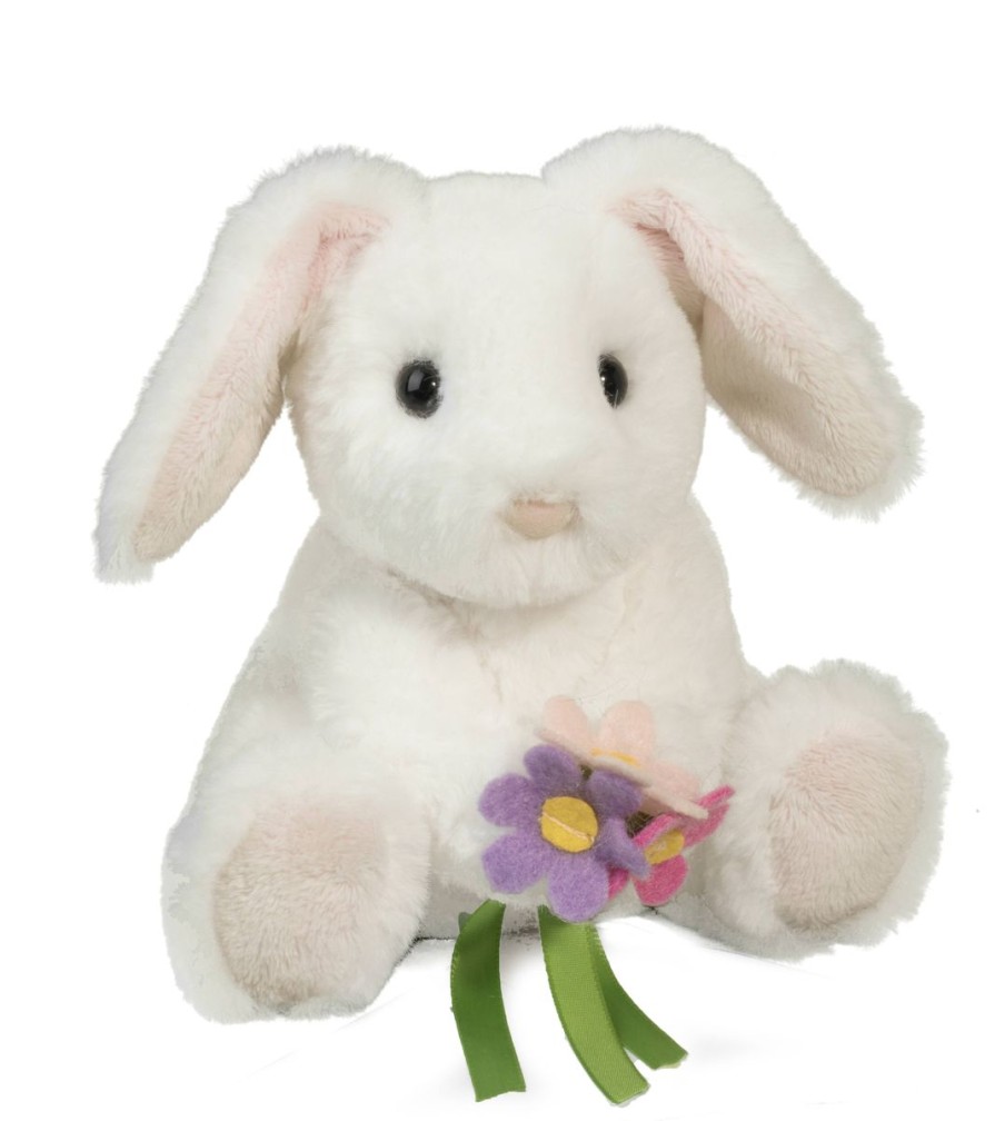 Douglas Cuddle Toys Wildlife | Rosie White Bunny With Flower Bouquet